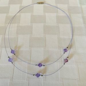 Crystal 2 Strand very Unique Necklace 18” inch